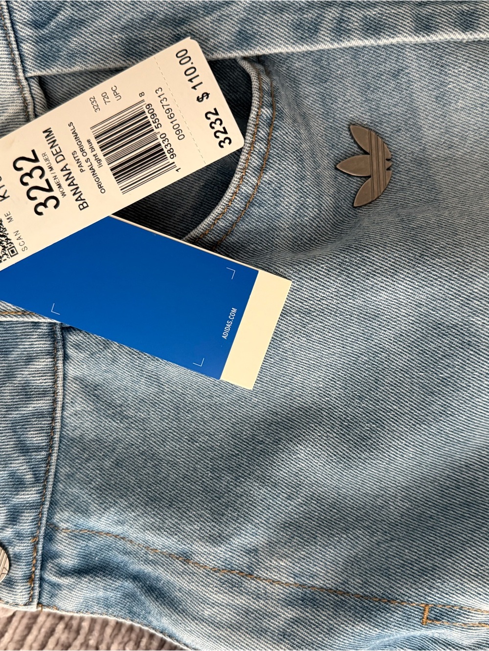 adidas Light Blue Baggy Jeans with Signature Side Stripes - Picture 4 of 4